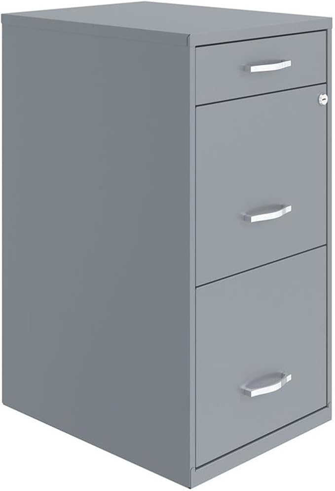 Scranton & Co 18" 3-Drawer Metal Filing Cabinet with Pencil Drawer Gray