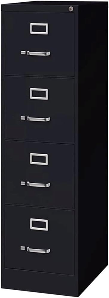 Scranton & Co 4 Drawer Metal Vertical File Cabinet with Lock, 22" Deep, Letter Size, Home/Office, Preassembled, Commercial Grade, Black Finish