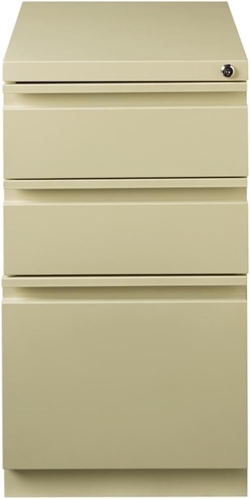 Pemberly Row 27.75" H X 15.00" W Modern 3 Drawer Metal Mobile Filing Cabinet in Putty with Lock Included