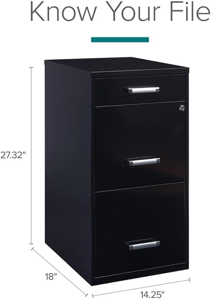 Scranton & Co Set of 2 18" D 3-Drawer Metal Filing Cabinet with Pencil Drawer