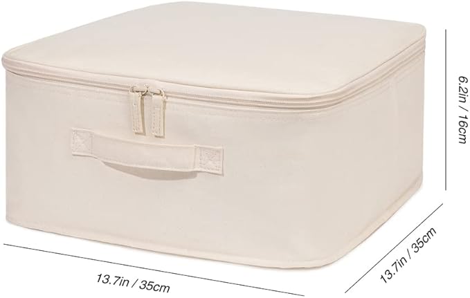 Decorative Basket Rectangular Fabric Storage Bin Organizer Basket with Handles for Clothes Storage (13.7 x 13.7 x 6.29, Beige)