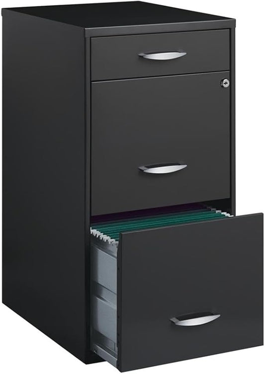 Scranton & Co 3-Drawer Contemporary Metal Filing Cabinet in Charcoal