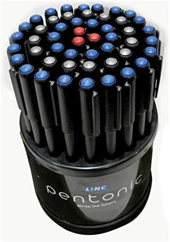 Pentonic Ballpoint Pens In Pen Organizer, Bulk 50 Count, Assorted Colored Ink (Red, Black, Blue), 1.0 mm Medium Point, Smooth Writing (PEN12086)