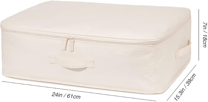 Decorative Basket Rectangular Fabric Storage Bin Organizer Basket with Handles for Clothes Storage (24 x 15.3 x 7, Beige)