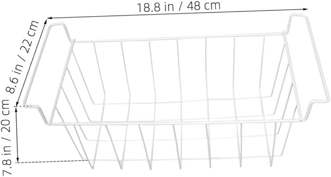 Heavy-duty Metal Freezer Storage Basket Organizer with Handle Hanging Wire Bins for Chest and Upright Freezers Refrigerator Dividers for Kitchen Pantry Organization