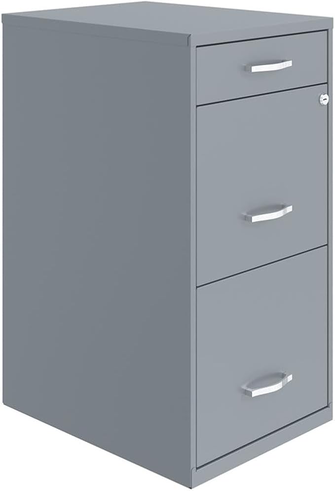 Scranton & Co Set of 2 18" D 3-Drawer Metal Filing Cabinet with Pencil Drawer