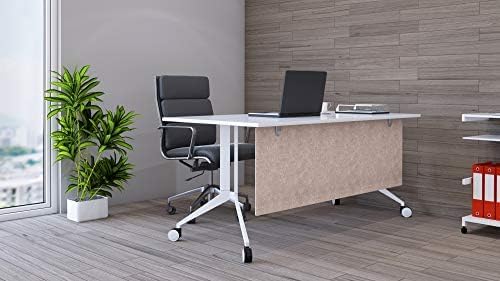 OBEX Modesty Desk PET Privacy Screen Acoustic Sound Absorbing Panel Ideal for Reception, Student Table or Office Cubicles Workstations, 12" x 42", Sand