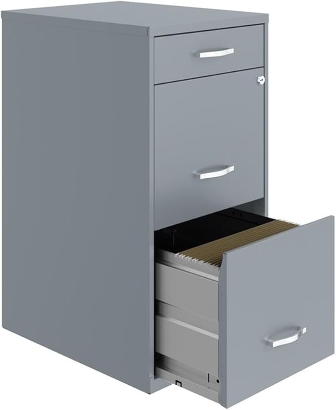 Scranton & Co 18" 3-Drawer Metal Filing Cabinet with Pencil Drawer Gray