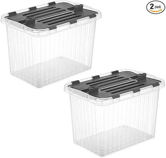 Superio 26 L Deep Storage Container with Hinged Lid 27.5 Quart (2 Pack)
