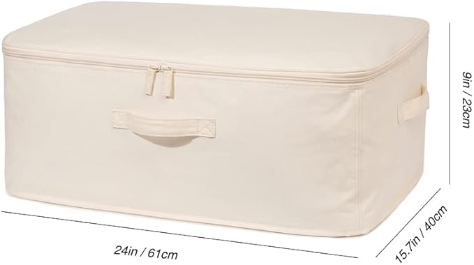 Decorative Basket Rectangular Fabric Storage Bin Organizer Basket with Handles for Clothes Storage (24 x 15.7 x 9, Beige)