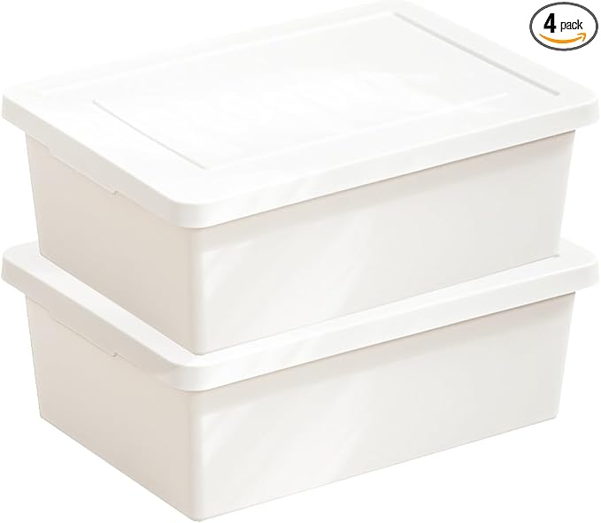 15 Quart Stackable Plastic Storage Bins with LidsStorage Container for Organizing, Storage Boxeswith Handle for Shelves, Cube Storage Bin for CraftSnacks, (white，2L)