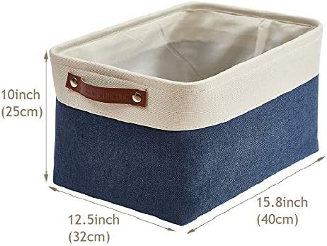DECOMOMO Storage Baskets for Shelves - Fabric Storage Bins, Linen Closet Organizers and Storage (Navy Blue & White, XL - 3 Pack)