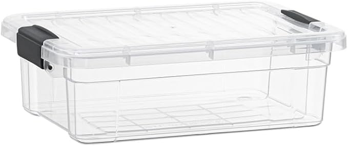Superio 2.3 Qt Clear Plastic Storage Bin with Lid, Non-Toxic, BPA Free, Odor Free, Organizer Storage Box, Stackable Plastic Tote for Home, Garage, School, and Office, X-Small