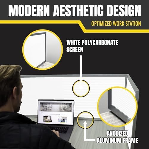 OBEX Polycarbonate Office Desk Mounted Privacy Screen Adjustable Table Top Panel Divider, Universal Aluminum Bracket-USA Made, 24" x 48", White