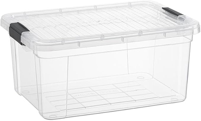 Superio Clear Storage Box with Lid, 21 Quart Plastic Container Bins for Organizing, Stackable Crates, BPA Free, Non Toxic, Odor Free, Organizers for Home, Office, School, and Dorm