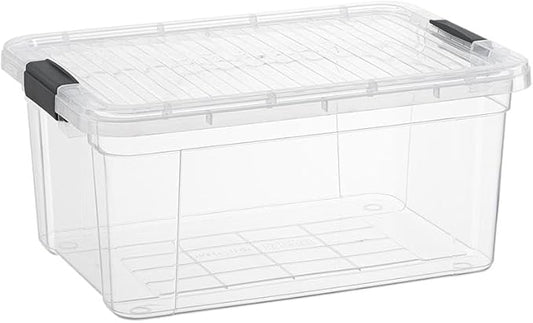 Superio Clear Storage Box with Lid, 21 Quart Plastic Container Bins for Organizing, Stackable Crates, BPA Free, Non Toxic, Odor Free, Organizers for Home, Office, School, and Dorm