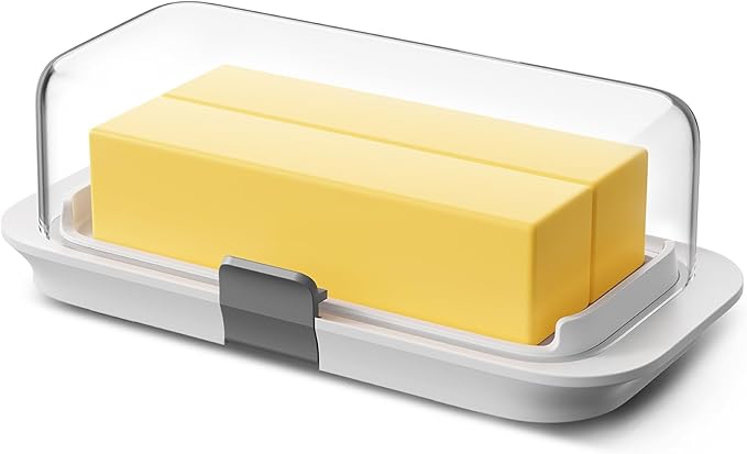Pisol Large Butter Dish with Lid for Countertop and Fridge Refrigerator Door Shelf, Airtight 250g Butter Keeper for East Coast/West Coast/European/Kerrygold Butter/French Butter/Cream Cheese