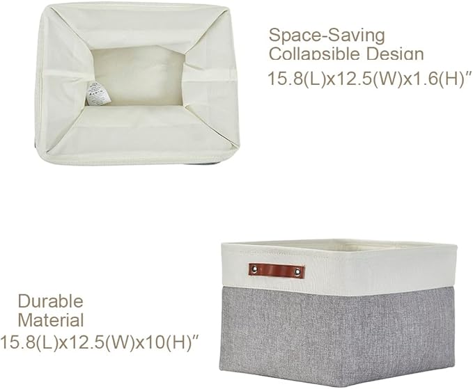 DECOMOMO Storage Baskets for Shelves - Fabric Storage Bins, Linen Closet Organizers and Storage (Grey & White, XL - 3 Pack)