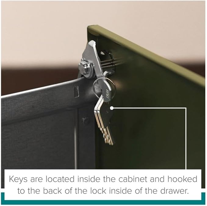 Pemberly Row 3 Drawers 29.52" Vertical White Metal Filing Cabinet Lockable Pre-Assembled Movable Letter Size for Home, Office