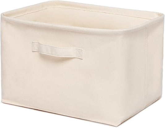 Foldable Storage Bins with Lids Cotton Canvas Rectangular Storage Box Ideal for Organization Lightweight and Durable (13.78 x 9.45 x 9.45)