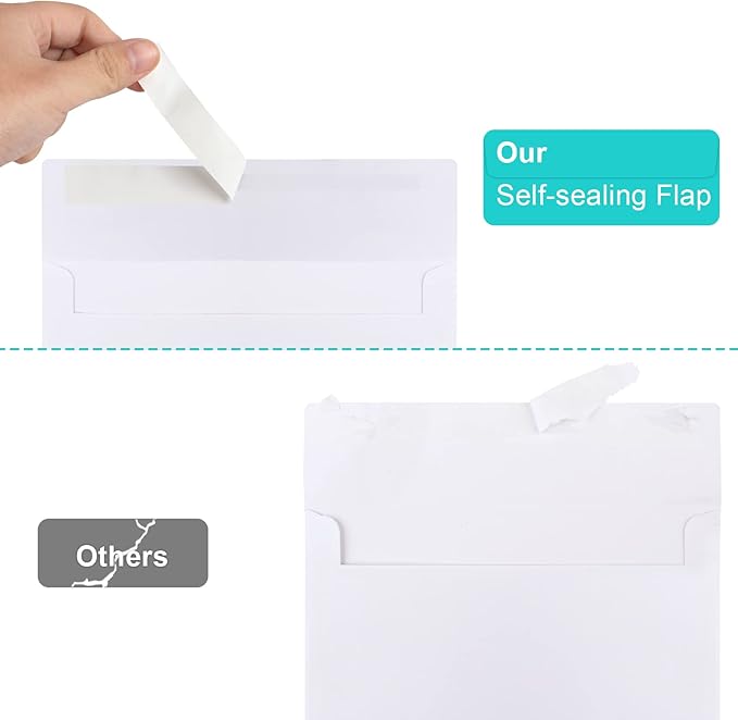 Joyberg 50 Packs 5x7 Envelopes, White A7 Envelopes for Invitations, Printable, Self Seal for Weddings, Invitations, Photos, Postcards, Greeting Cards, Mailing