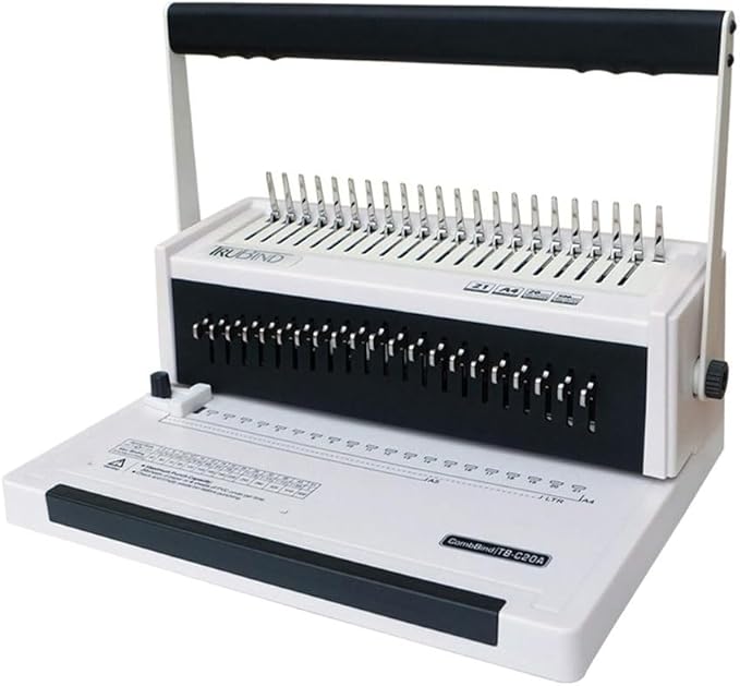 TruBind Manual Comb Binding Machine | Punch up to 20 Sheets | Bind up to 425 Sheets | 21 Fully Disengageable Dies | 19-Ring Comb | 2-Year Warranty