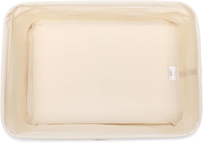 Foldable Storage Bins with Lids Cotton Canvas Rectangular Storage Box Ideal for Organization Lightweight and Durable (13.78 x 9.65 x 6.1)