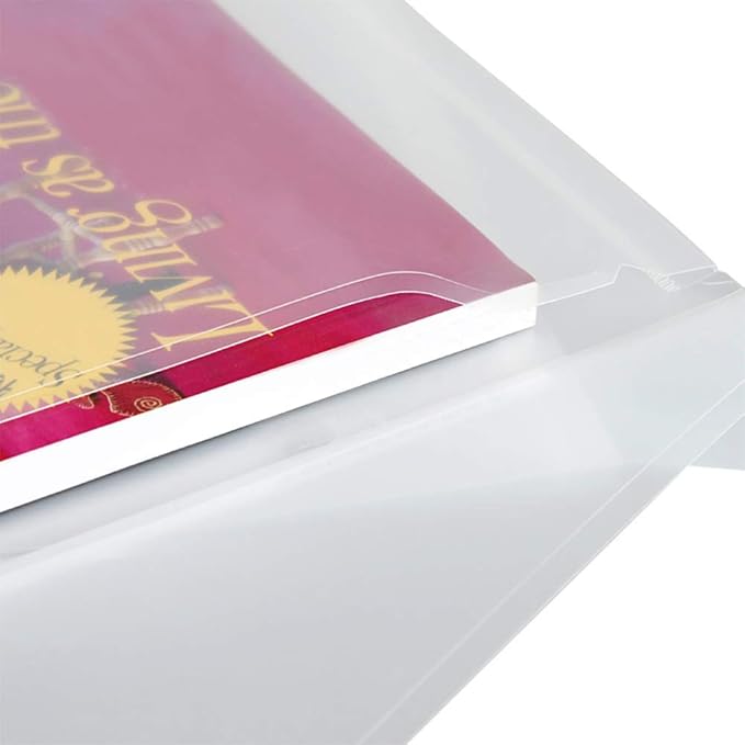 40pcs Plastic Envelopes with Button Snap Closure, Clear Poly Folders for Documents, Letter Size, A4 Size, for School and Office Supplies