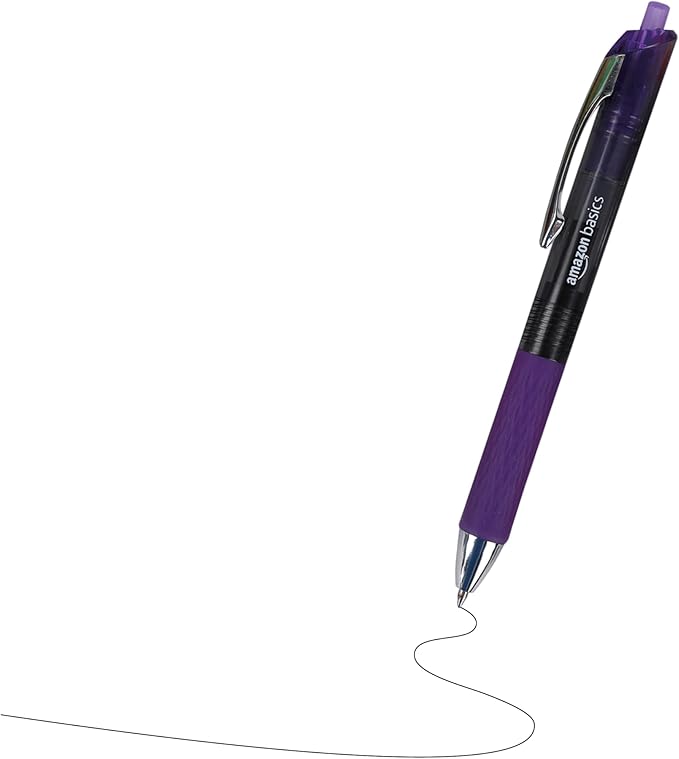 Amazon Basics Gel Pens Fine Point Smooth Writing Pens, Retractable, Assorted, 0.7mm, 12 Pack