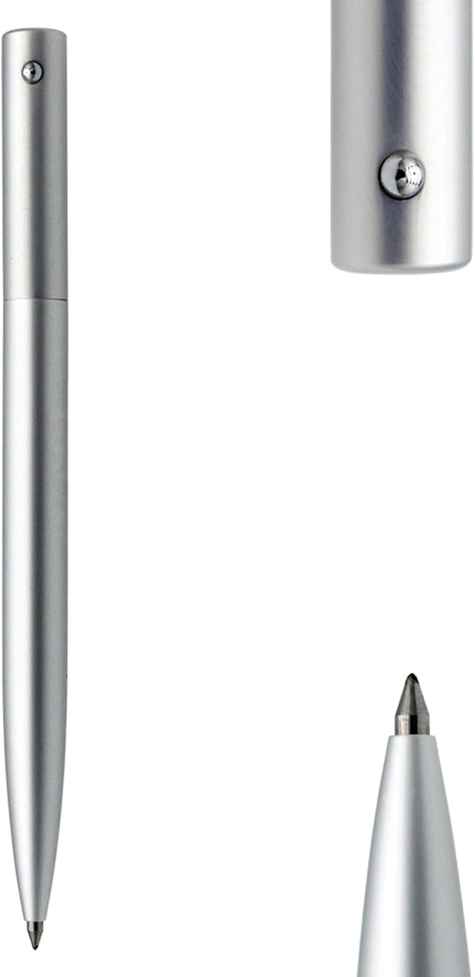 DUNBONG Retractable Metal Gel Pen, 0.5mm Medium Point Ballpoint Pens, Black Gel Ink (Silver)