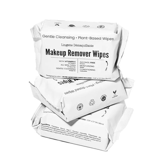 Bulk Makeup Remover Wipes - 25 Wipes per Bulk Pack - Resealable Packaging for Convenience
