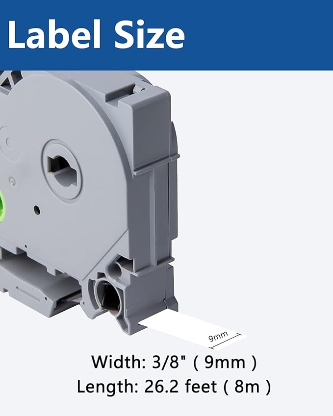 Tze Tz Tape 9mm 0.35 Laminated White Compatible for Brother P Touch Label Maker Tape TZe-221 TZe221 Label Tape for PT D200 D210 D220 D400 Cube, Black on White, 3/8 Inch x 26.2 Feet, 3-Pack