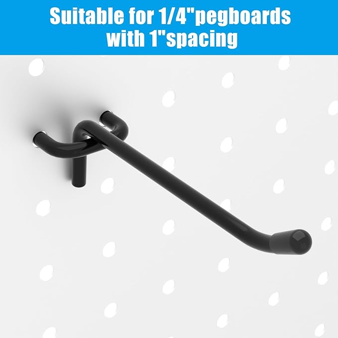 157 PCS Extra Thick Pegboard Hook Set, Metal Pegboard Accessory Organizer with Storage Bins and Peg Locks, Fits 1/4 Inch Pegboard Only, Ideal for Tools, Garage and Workshop Storage (Black)