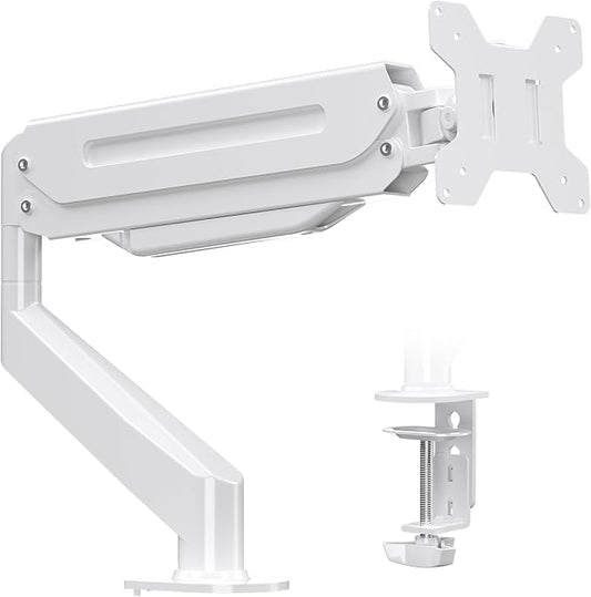Suptek Single Monitor Mount Adjustable Gas Spring Monitor Arm Desk Mount Stand Fits 17 20 22 23 24 26 27 32 33 inch Monitors,Holds up to 22 lbs,White(MD18W)