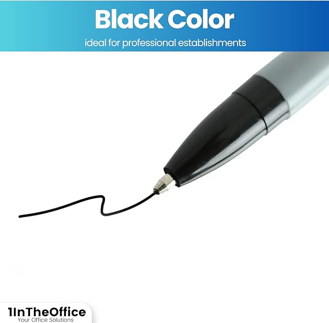 1InTheOffice Ballpoint Pens, Medium Point, Black Ink, 1.0mm, 12 Pens/Box, 10 Boxes