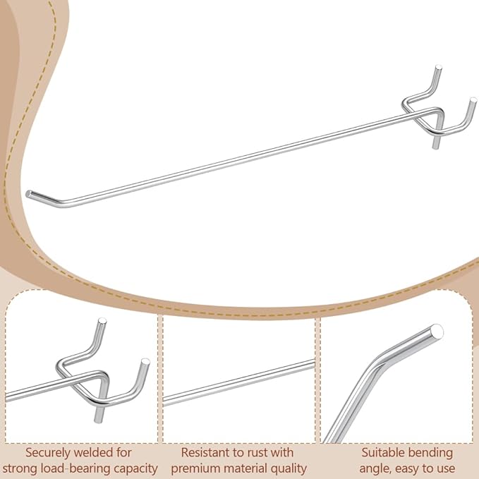 200 Pack Pegboard Shelving Hooks, 8 Inch Stainless Steel Pegboard Hooks Hanging Holders Wall Mount Organize Tools for Garage Office Kitchen Store Craft Organizing, Black