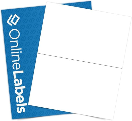 8.5 x 5.5 Half-Sheet Shipping Labels - Permanent, White Matte - for FBA, FedEx, UPS - Pack of 4,000 Labels, 2,000 Sheets - Inkjet/Laser Printers - Online Labels
