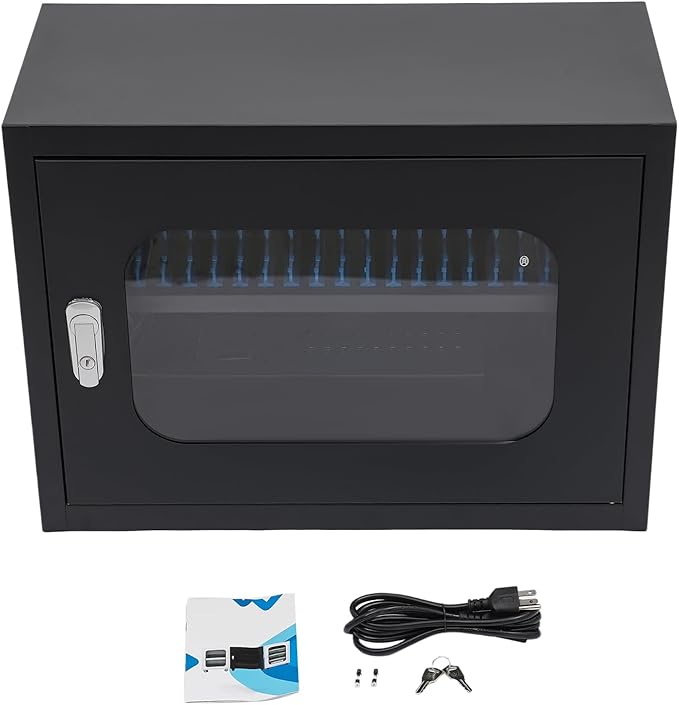 20-Device Charging Station, 200W USB Cell Phone Charge Stations, Tabletop Wall-Mount Charging Cabinet for for ＜8'' Size Cellphones & Tablet Computers