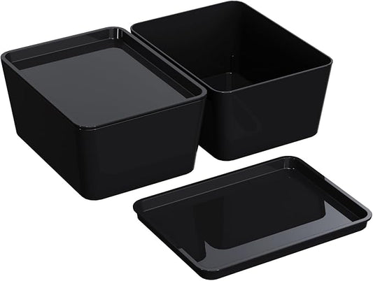 CHANCETSUI Storage Bins With Lids Plastic Containers: Multipurpose Stackable Storage Container Bins With Lid For Home And Office Organization, Small Storage Bin, 2 Pcs 5x7 Storage Container, Black