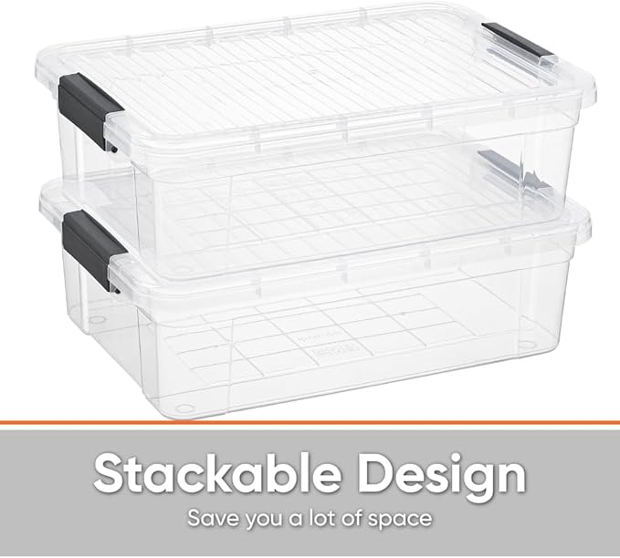 Superio Storage Bins with Lids, Clear Plastic Containers for Organizing, Stackable Totes, BPA Free, Odor Free, Organizer Boxes for Home, and Dorm (8 Pack, 22.75 Qt)