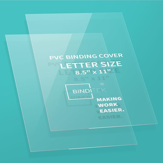 Binditek 200 Pack 8 Mil PVC Clear Binding Covers, 8.5 x 11 Inches, Letter Size, Square Corners, Un-Punched, Office Supplies