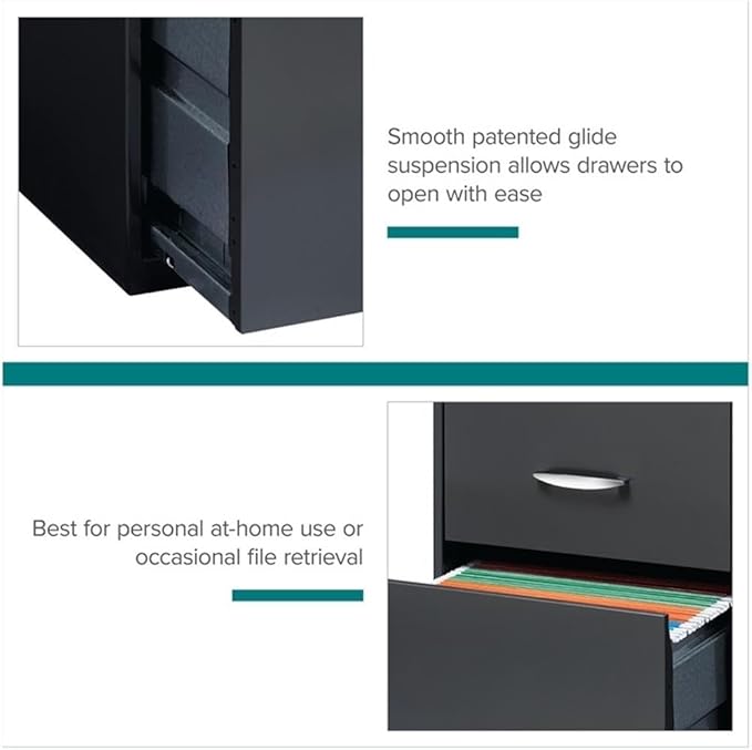 Scranton & Co 3-Drawer Contemporary Metal Filing Cabinet in Charcoal