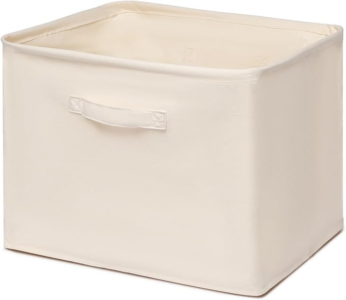 Foldable Storage Bins with Lids Cotton Canvas Rectangular Storage Box Ideal for Organization Lightweight and Durable (14.96 x 12.01 x 12.2)