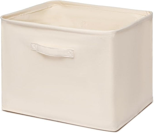 Foldable Storage Bins with Lids Cotton Canvas Rectangular Storage Box Ideal for Organization Lightweight and Durable (14.96 x 12.01 x 12.2)
