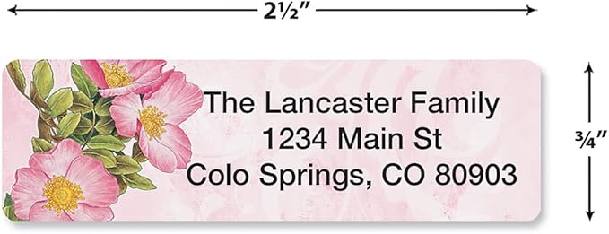 Colorful Images Spring Floral Rolled Personalized Return Address Mailing Labels with Dispenser, Customize with Name & Shipping Address, 500 ¾” x 2½” Self Adhesive, Easy Peel Label Roll