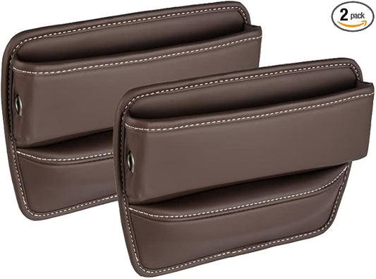 Riloer Car Organizers for Gap Leather Waterproof Car Seat Gap Fillers for Cars, Suvs, Trucks, Front Seat Gap Fillers for Phones, Keys, Cards, Glasses, Coffee