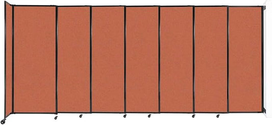 Wall-Mounted Sliding StraightWall Room Divider | Adjustable Widths | Locking Wheels | Room Separator | Up to 15'6" Wide x 6'10" Tall Papaya Fabric Panels