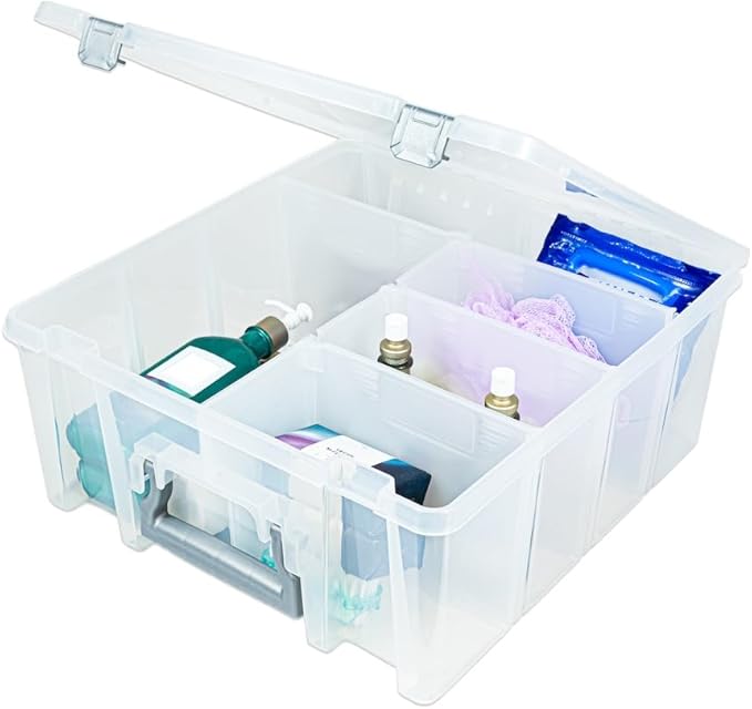 Best Kept Super Satchel Double Deep Compartment Box - Art Storage with 8 Removable Compartments | Smart Closure for Craft Supplies, Home & Office Improvement