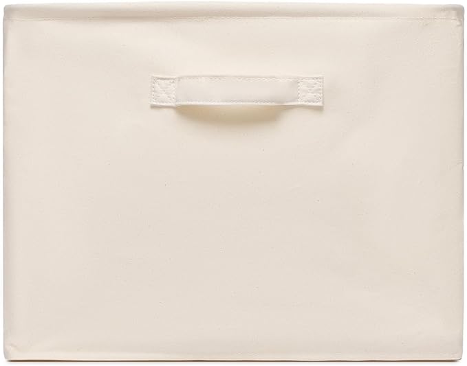Foldable Storage Bins with Lids Cotton Canvas Rectangular Storage Box Ideal for Organization Lightweight and Durable (14.96 x 12.01 x 12.2)