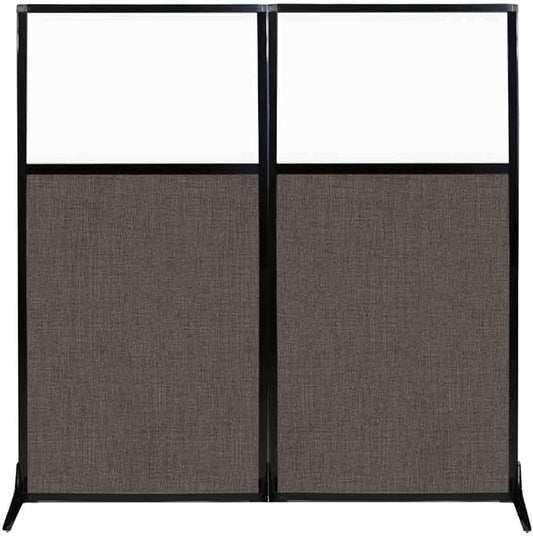 Versare Workstation Partition | Portable Wall Divider | Modern Office Cubicle | Free Standing Privacy Screen | Flexible Work Space | 66" x 70" W/Window, Mocha Fabric Panels
